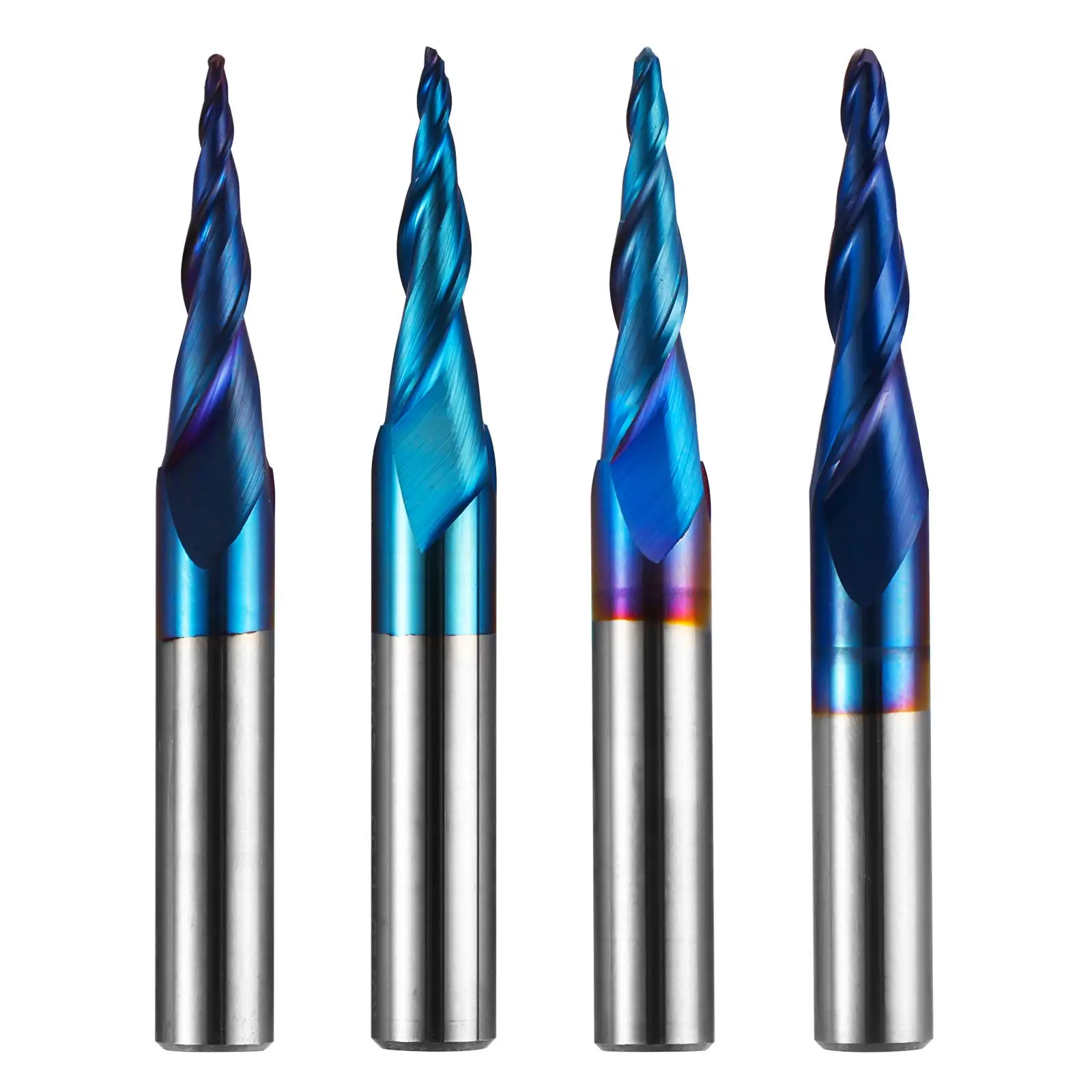 

Genmitsu 4pcs 2-Flute Tapered Ball Nose Spiral End Mill, CNC Router Bits, 2D And 3D Engraving Carving Woodworking Bits