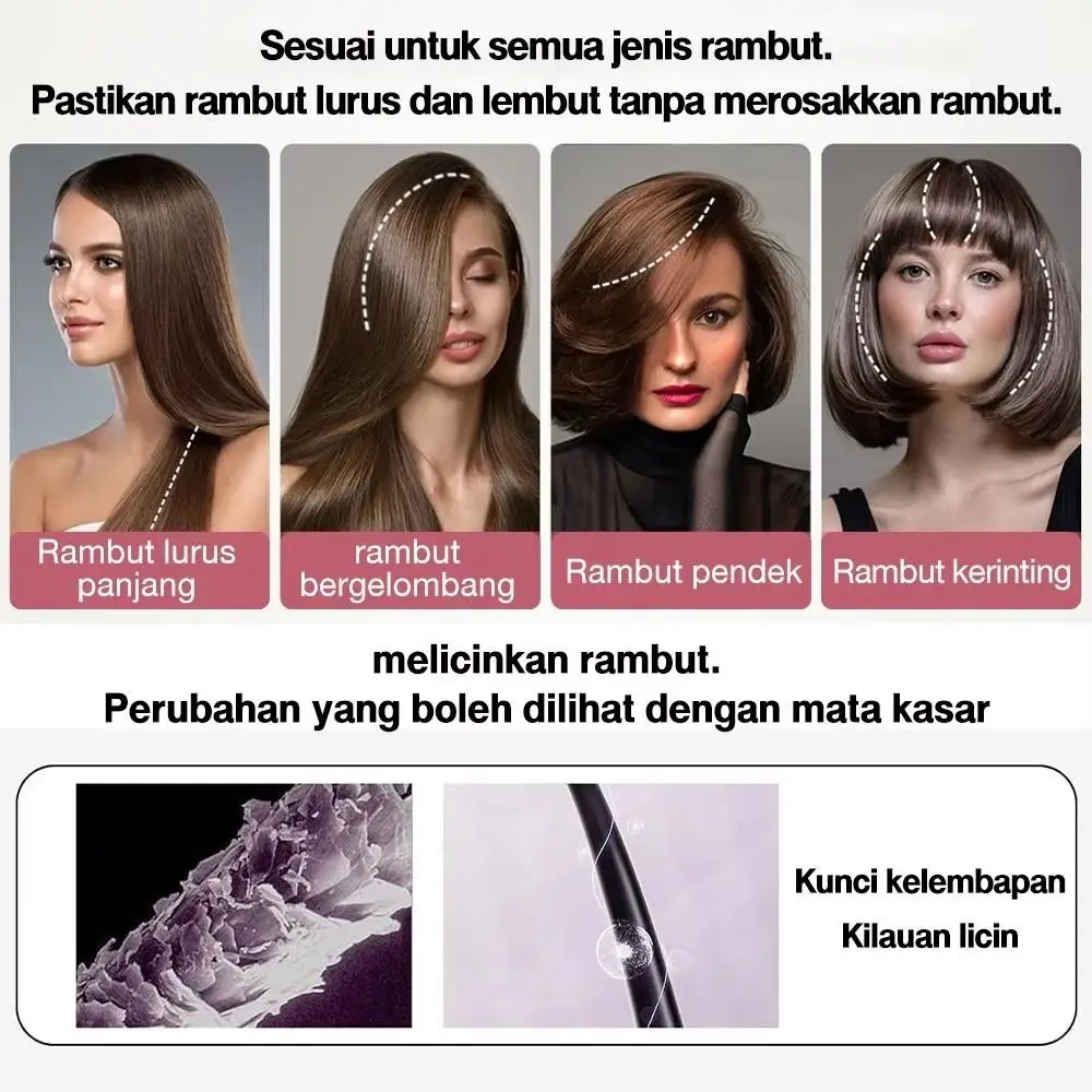 

3 Temperature Settings Electric Hair Straightener Brush Dual-Function Operation Anti-Scald Protection Heating Comb Portable