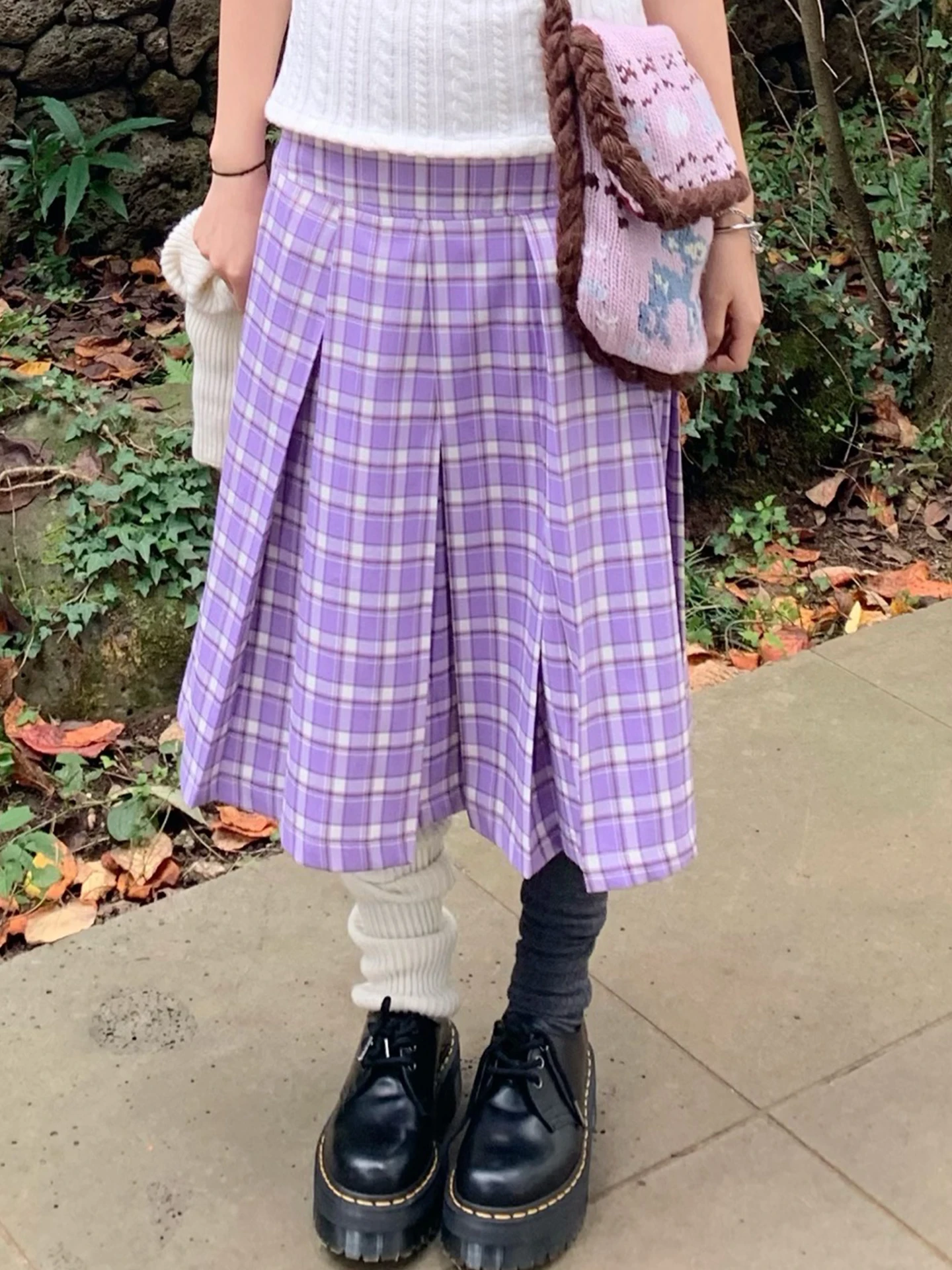 

Красивая фиолетовая юбка в клетку с складками от moreeep, повседневная, со средней талией, из полиэстера, с ручной гладкой гладью