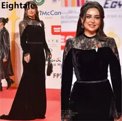 Eightale Black Velet Mermaid Long Sleeve Evening Dresses Dubai Women Party Prom Dresses Dubai 2025 Customized