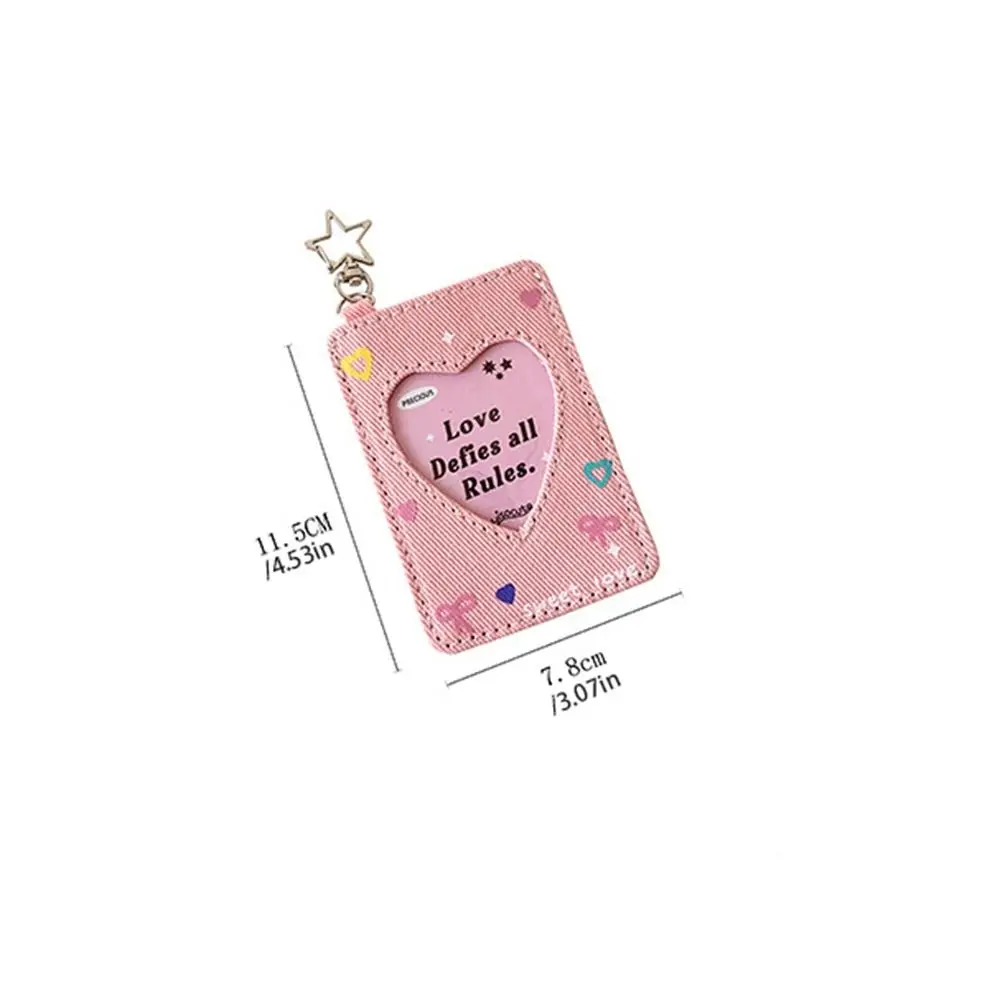 Kawaii Y2k Denim Card Holder Star Keychain Bag Pendant Cards Protector Love Heart Pendant ID Card Holders Photocard