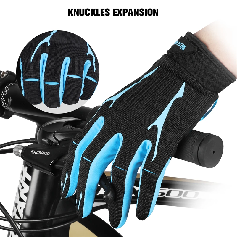 WEST BIKING Breathable Cycling Gloves GEL Silicone Liquid Palm Non-slip Sports Full Finger MTB Enduro Touch Screen Gloves Summer