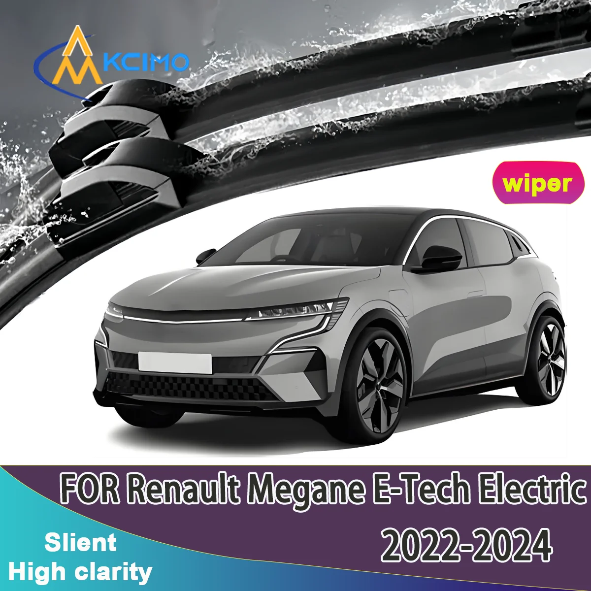 

2pcs Quality Windscreen Silent Black Car Rain Brush Suitable for Renault Megane E-Tech Electric BCB 2022-2024 Front Wipers Blade
