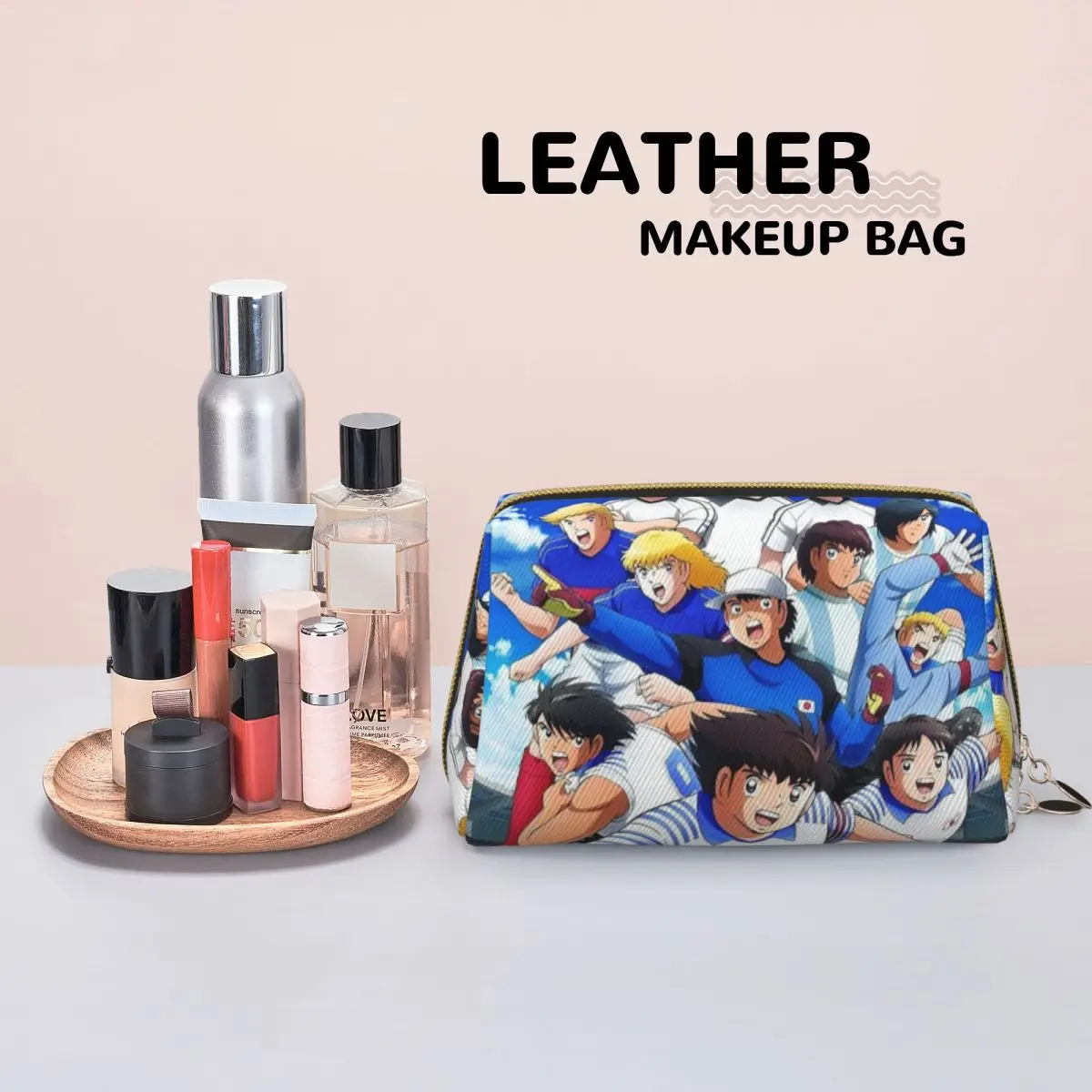 Captains Tsubasas Japan Football Anime Women Cosmetic Bag Travel Makeup Organizer Pouch Toiletry Storage Dopp Kit Case
