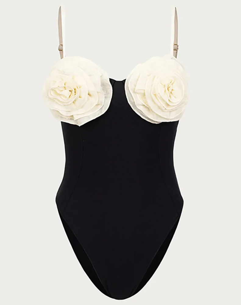 ملابس سباحة نسائية بحمالات رفيعة ، ملاصقة للجسم برقبة مربعة ، بدلات سباحة عصرية ، ملابس سباحة ثلاثية الأبعاد بنقشة زهور ، الصيف