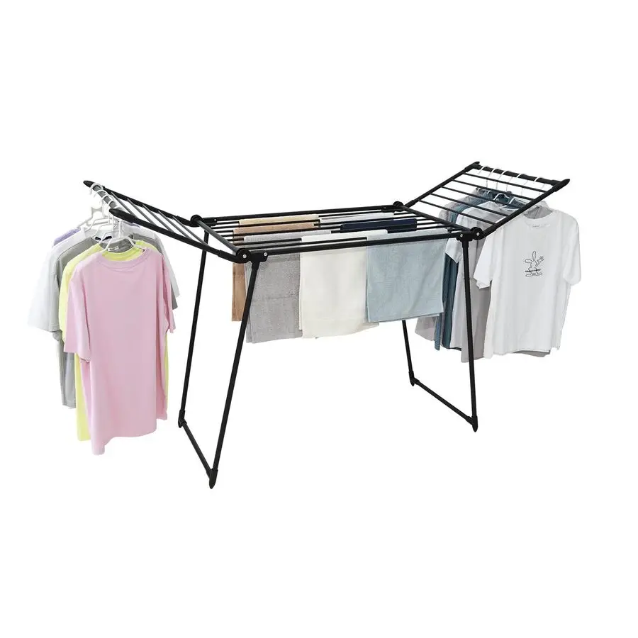 

Drying Rack, with Sock Clips amp with Buckle, Metal Laundry Rack, Foldable Gullwing Design, FreeStanding Laundry Airer SpaceSavi