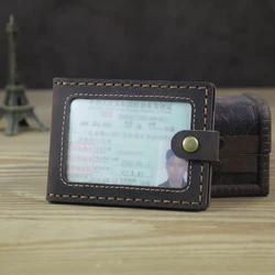 Luxury Handmade Genuine Leather Card Holder Driving License Cover Badge Sleeve Name Card Driver Case Photo Credit Card ID Holder