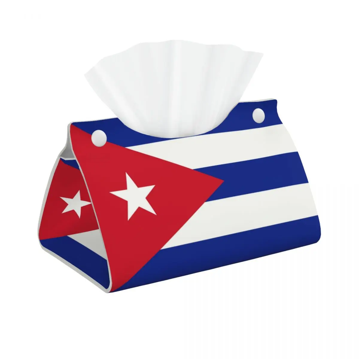 Custom Flag Of Cuba Tissue Box Cover for Bathroom Home Cuban Patriotic Rectangular PU Leather Facial Tissue Box Holder