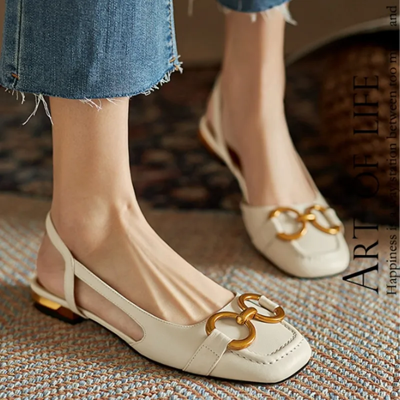 Zapatos Mujer French Vintage Women Sandals Summer 2023 New Elegant Low Heel Shoes Lazy Casual Muller Shoes Designer Women Shoes