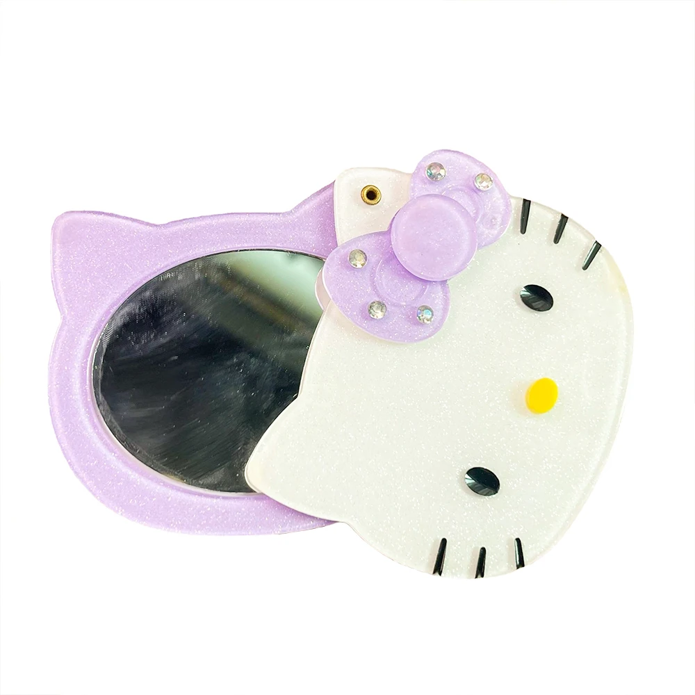 Hello Kitty Draaibare Spiegel Kawaii Classic Cartoon Enkelzijdige Make-Up Hello Kitty Spiegel Mini Schattige Draagbare Voor Meisje Geschenken