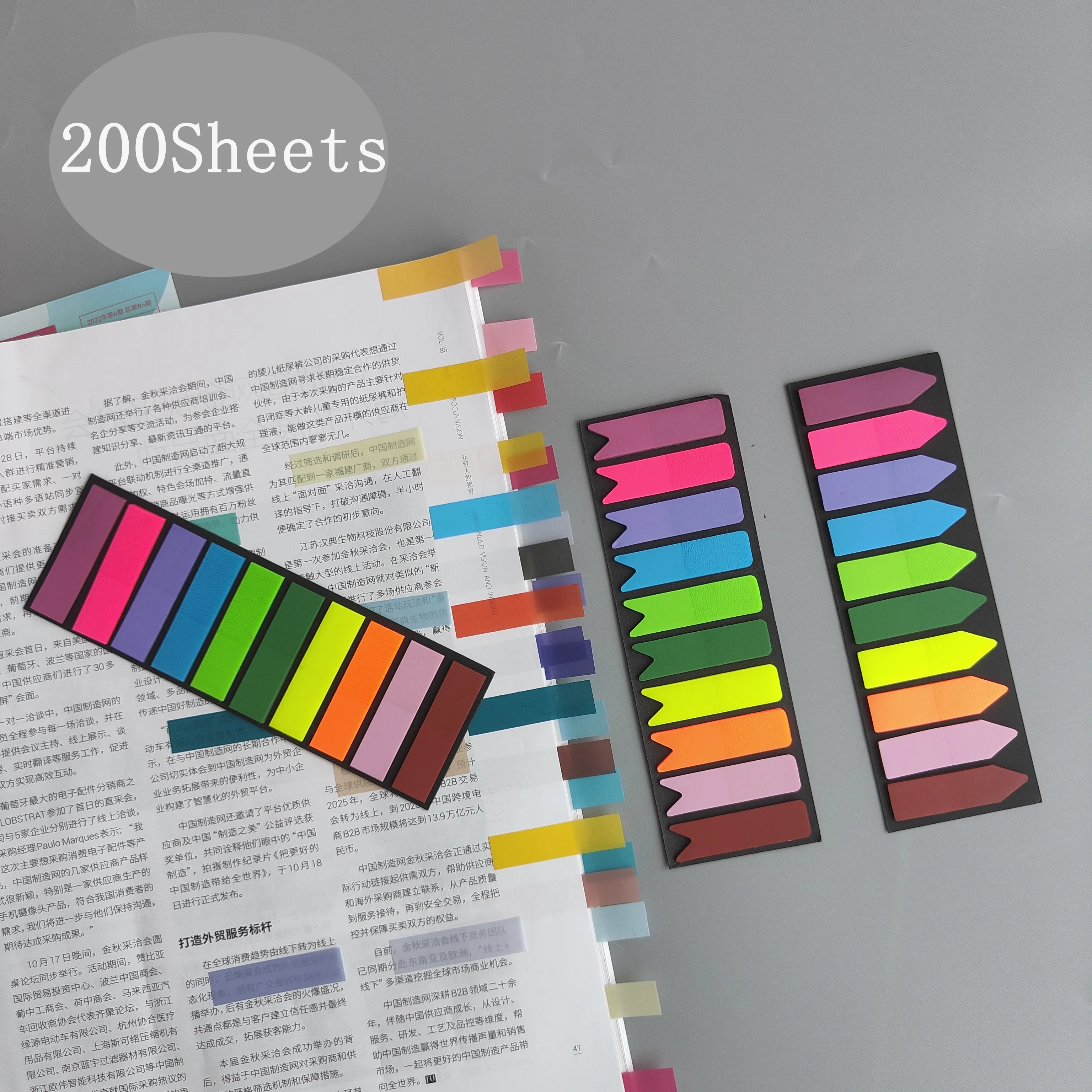 200 Sheets Transparent Sticky Notes Tab Self-Adhesive Kawaii Clear Bookmarkers Annotation Books Page Marker Stationery