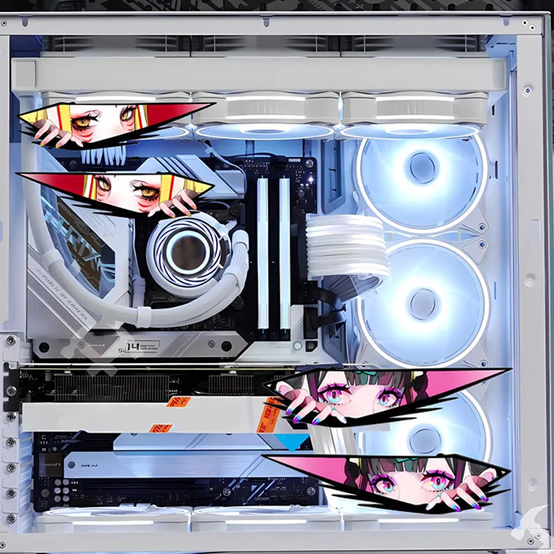 1Pair Anime Peeking Girl Vinyl Stickers, Waterproof Creative Decals for Car Window and Motorcycle Modification