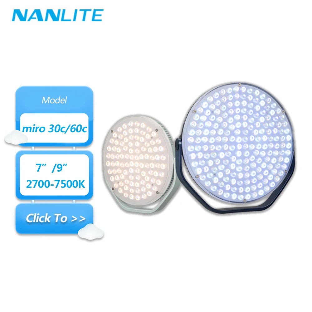

Nanlite miro 30c 60c 2700K to 7500K Full-color RGBWW 7" 9" Round LED Light Panel for Photography Fill Light CRI 95 TLCI 93