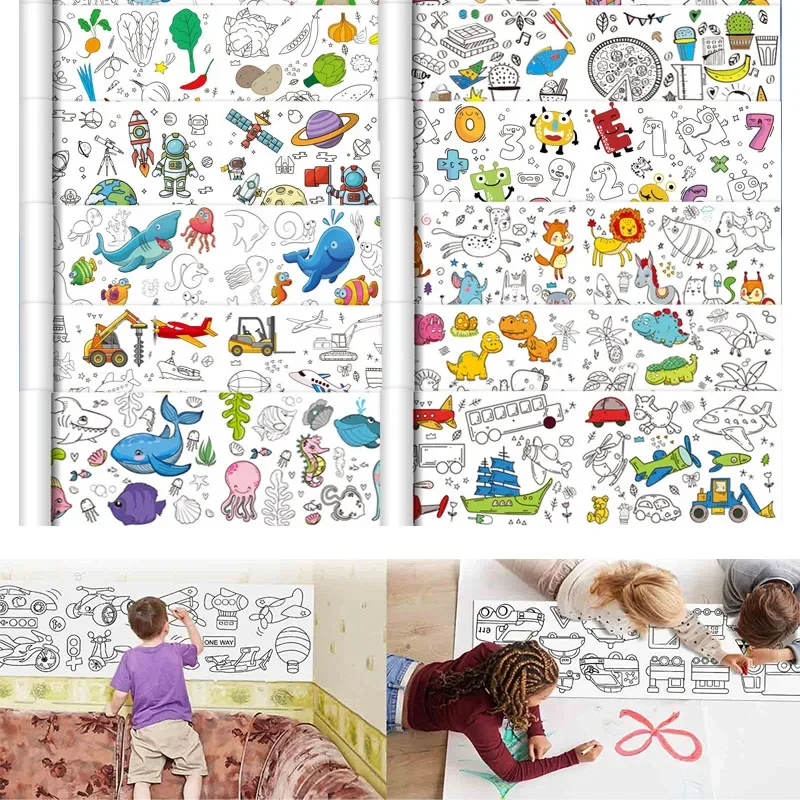 Rouleau de papier à dessin pour enfants, rouleau de papier à colorier pour enfants, peinture bricolage, remplissage de documents, 30x90cm