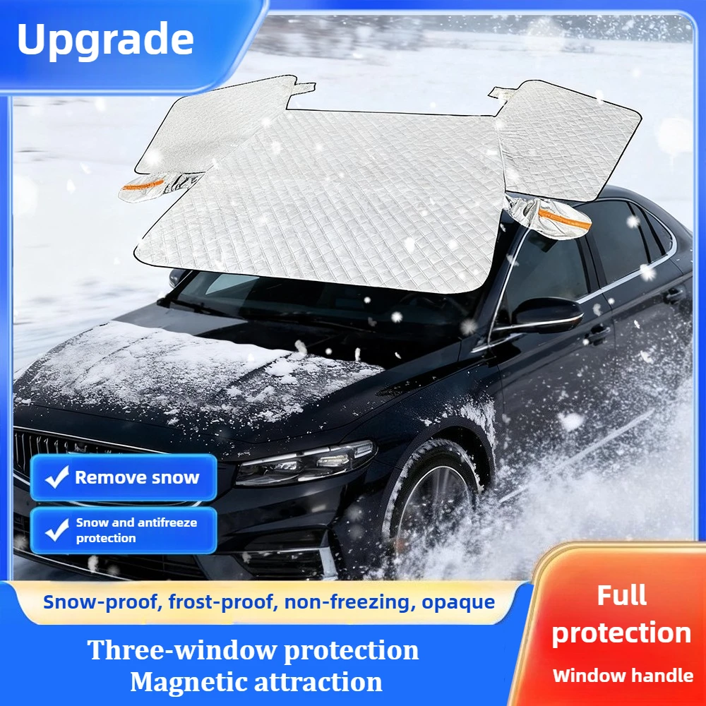 

Upgraded 3 Window Cover Winter Snow Summer Sunshade Multi Function Car Windshield Protector with Side Mirror Cover Fits Most Car