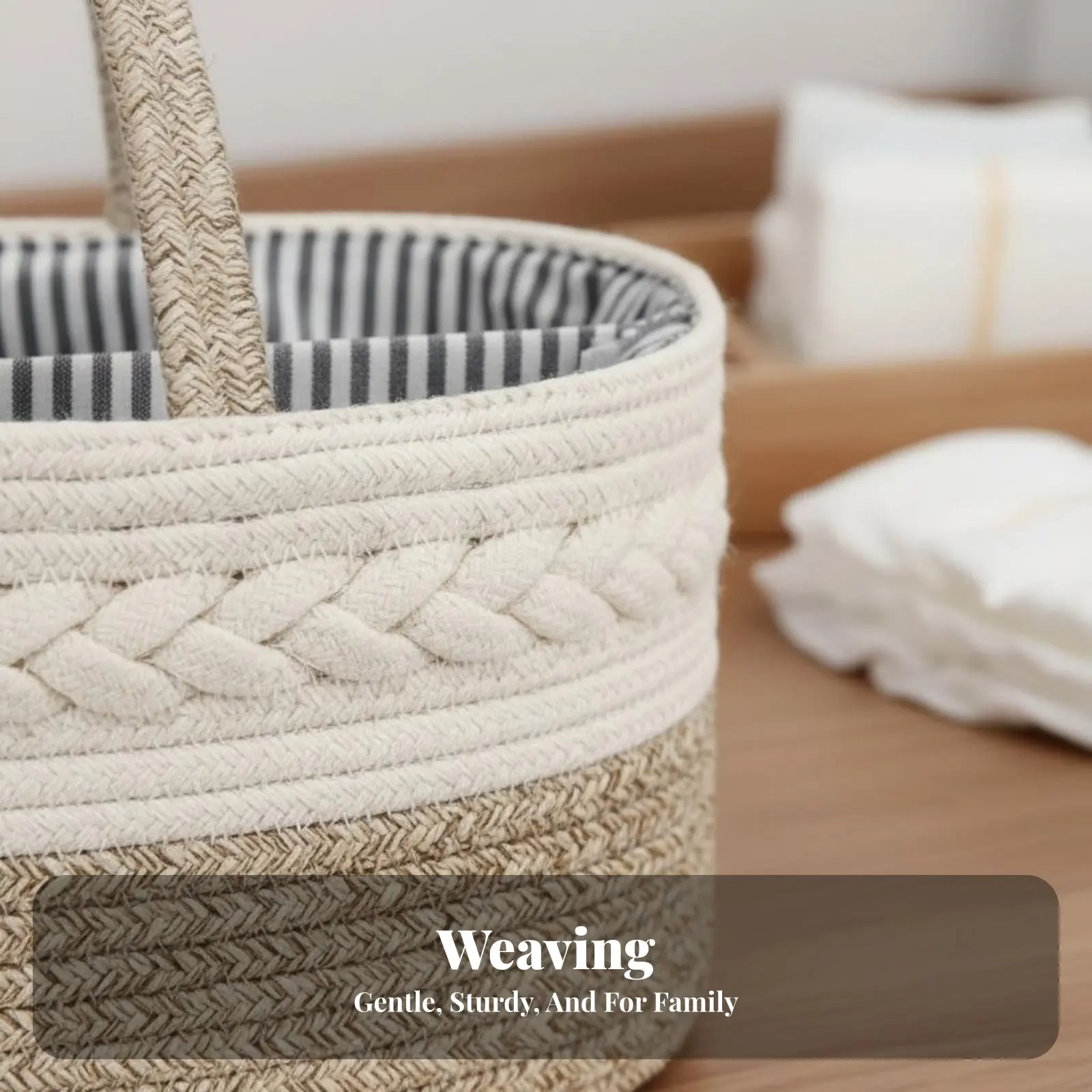 Cotton Rope Diaper Carrier Foldable Design Baby Diaper Organizer Tote Cotton Rope Basket Removable Dividers for Infants