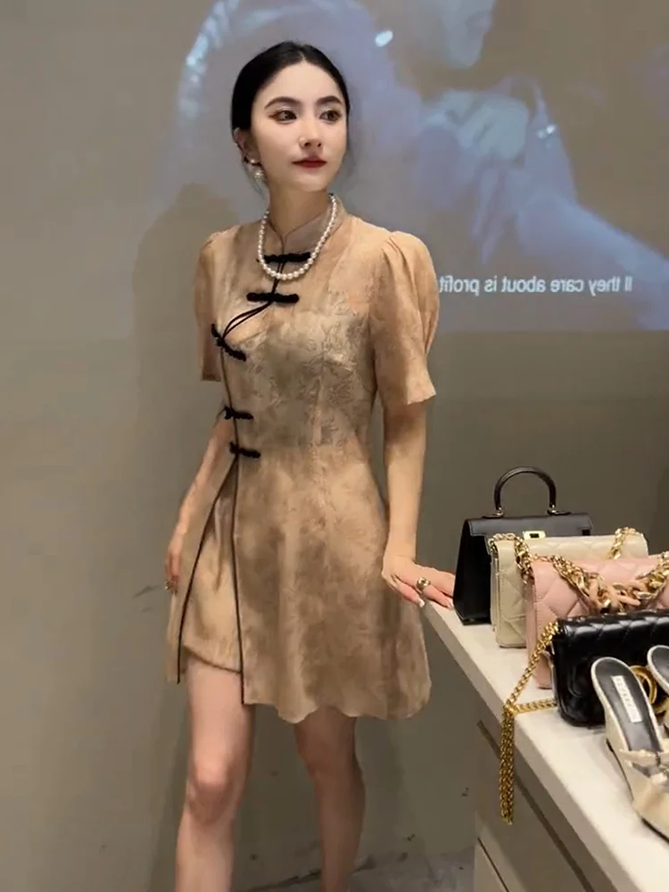 

New Chinese Style Short Sleeve Bubble Sleeve Top Commute Two-Piece Set Summer 2025 Fashion plus Size Women's Suit