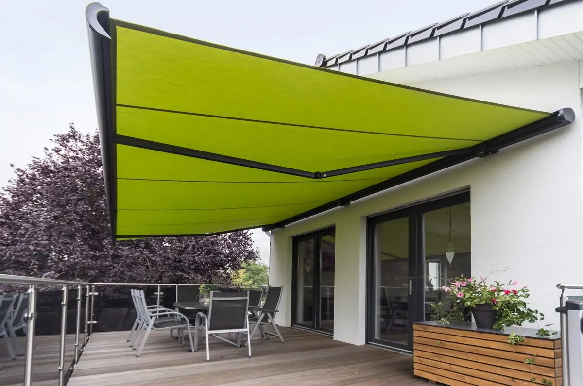 Outdoor Electric Awning LED Full Cassette Retractable Awnings Heavy Duty Retractable Patio Awning Outdoor Motorized Sun Shade