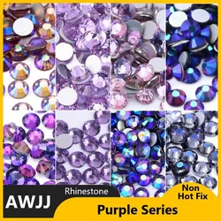 Purple Series SS3-30 Non Hot Fix Rhinestones flat back crystal strass glitter stone for DIY manicure 3D nail art fabric garment