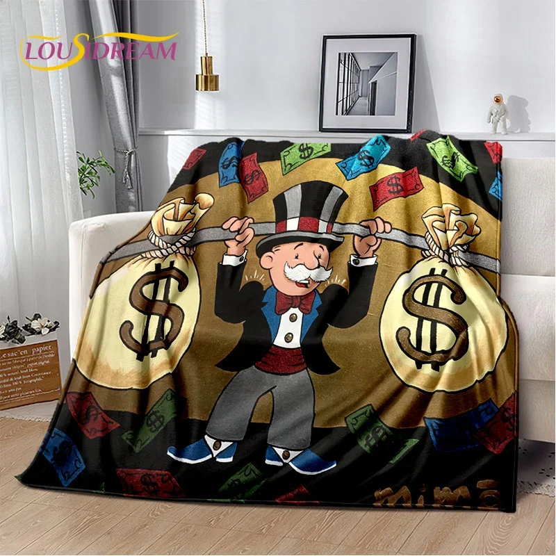 

Games Dollar Monopoly Cartoon Money Soft Flannel Blanket for Beds Bedroom Sofa Picnic,Throw Blanket for Cover Outdoors Leisure