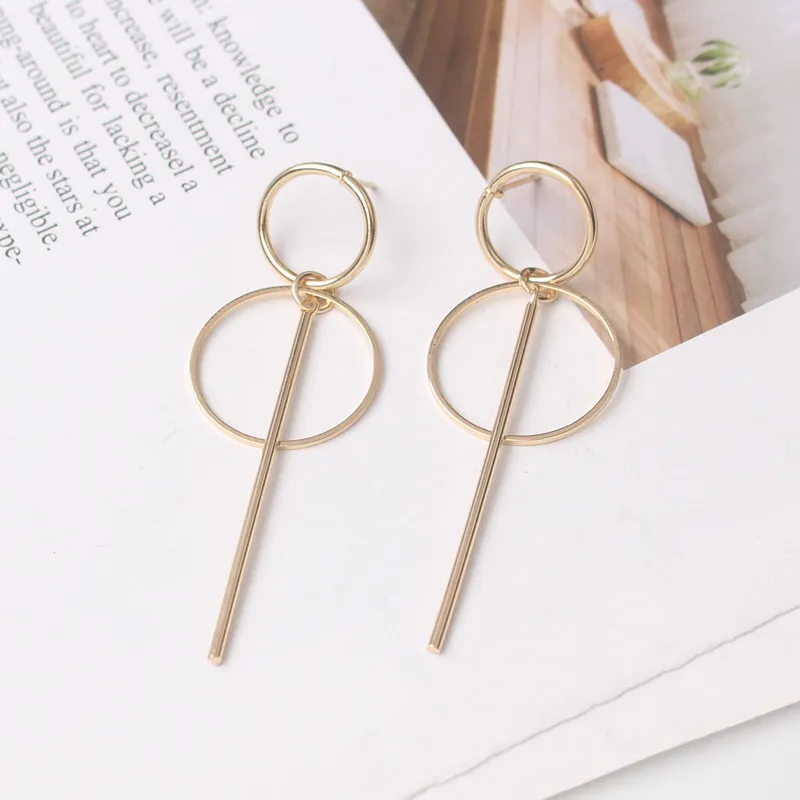 New Exaggerated Punk Drop Earrings for Women Big Circle Personality Female Ear Jewelry Gold Color Metal Earrings boucle