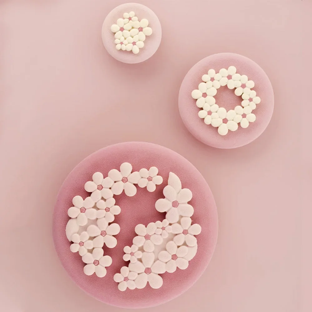 New Flower Ring Round Fondant Lace Silicone Mold DIY Cake Mould Cake Baking Decoration Molecular Cooking Printing Resin Molds