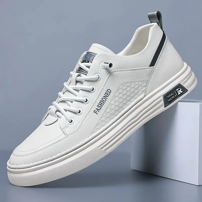 Ultra-Soft Leather Men's Casual Shoes Anti-Slip Soft Bottom Lightweight Elastic Board Shoes Fashionable Men's Footwear