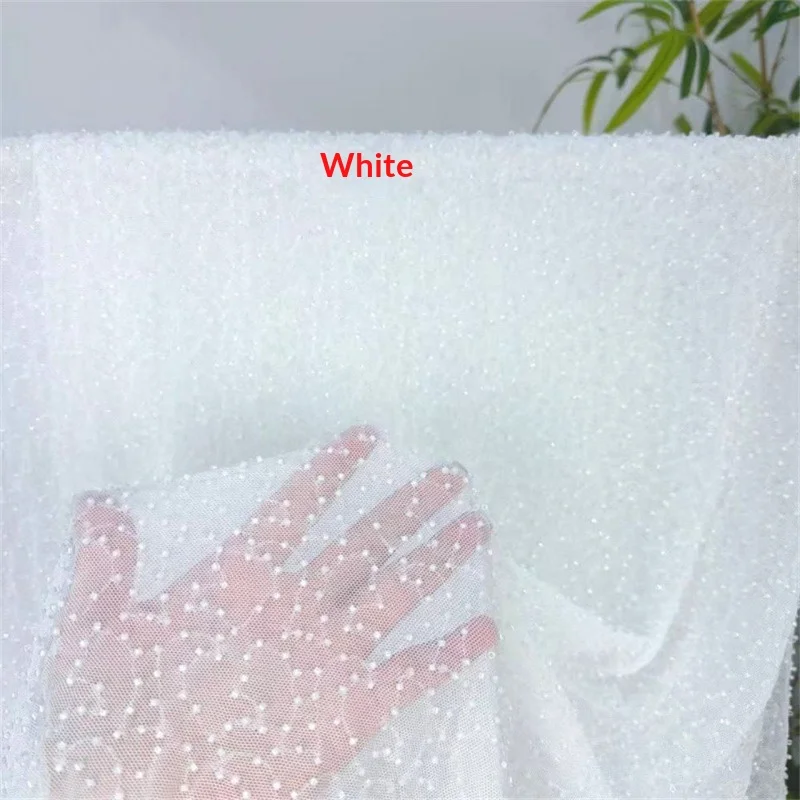 Soft Thin Tulle Fabric Tiny Dot All Over Hotfix Rhinestone Multi Color for Bridesmaid Dress Evening Gown Decoration DIY Sewing