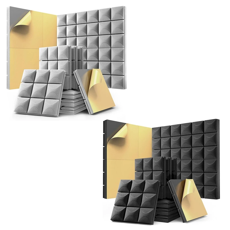 

12 Pack Sound Proof Foam Panels With Self-Adhesive, 12 X 12 X 2 Inches Acoustic Panels,Soundproof Wall Panels Easy To Use