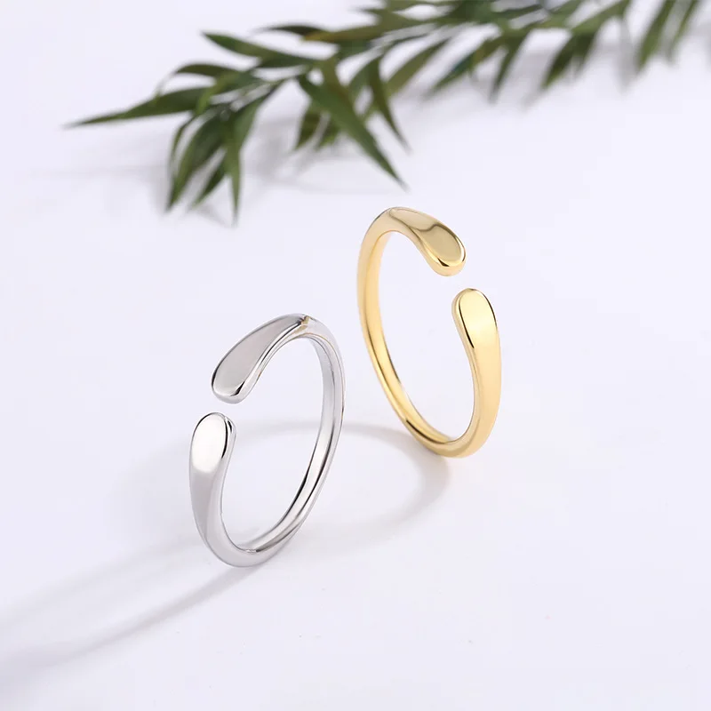 925 Sterling Silver Smooth Surface Simple Adjustable Rings For Women Engagement Wedding Jewelry Accessories Wholesale Argent 925