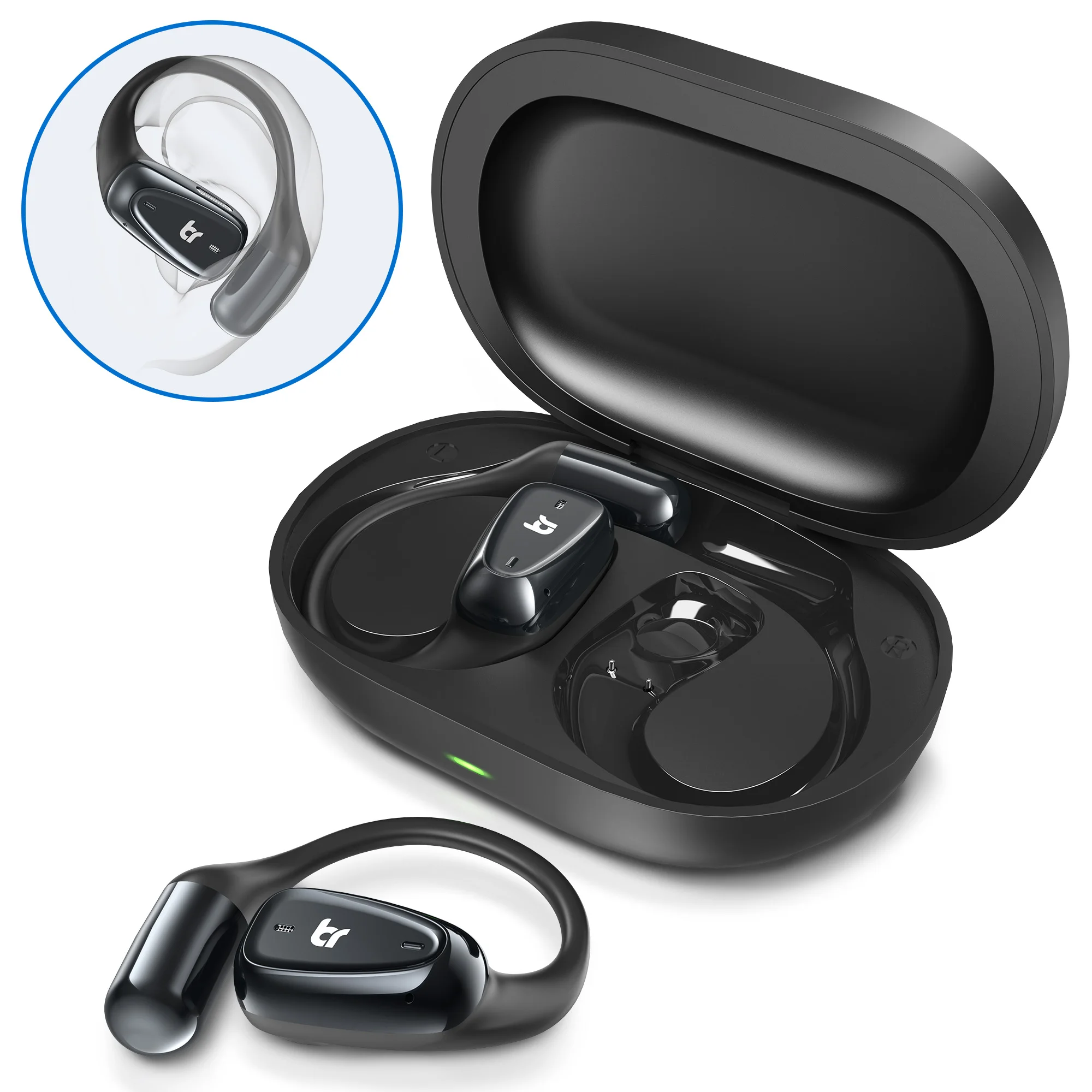 

BR-CT3 Mini Open Ear Headphone bluetooth 5.4 Wireless Earphone Light Comfortable Ear Hooks Clear Call IPX7 Waterproof Sports