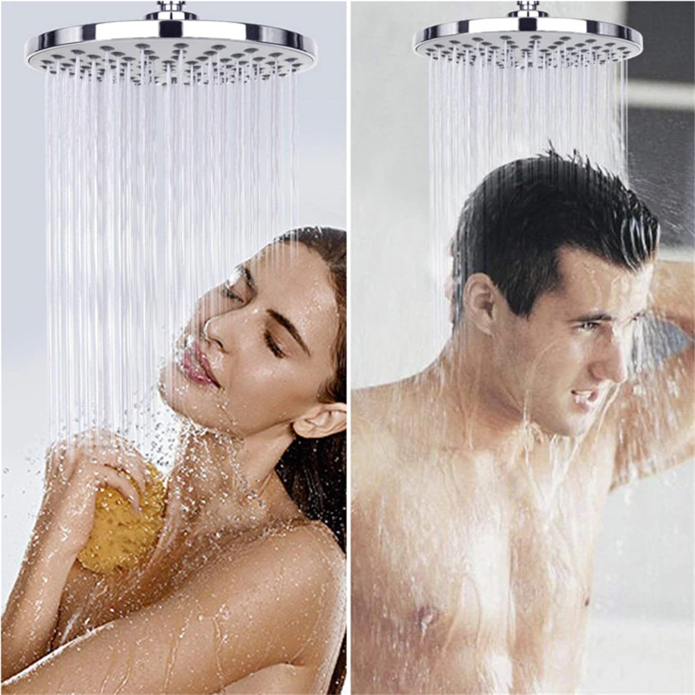 Anti-entupimento Bicos de Borracha Showerhead fixo, alta pressão, acabamento cromado, ângulos ajustáveis, 8"