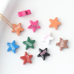 10 Pieces/Bag Simplicity Alloy Colour Spray Paint Letter Pentagram Beading DIY Bracelet Necklace Jewelry Accessories