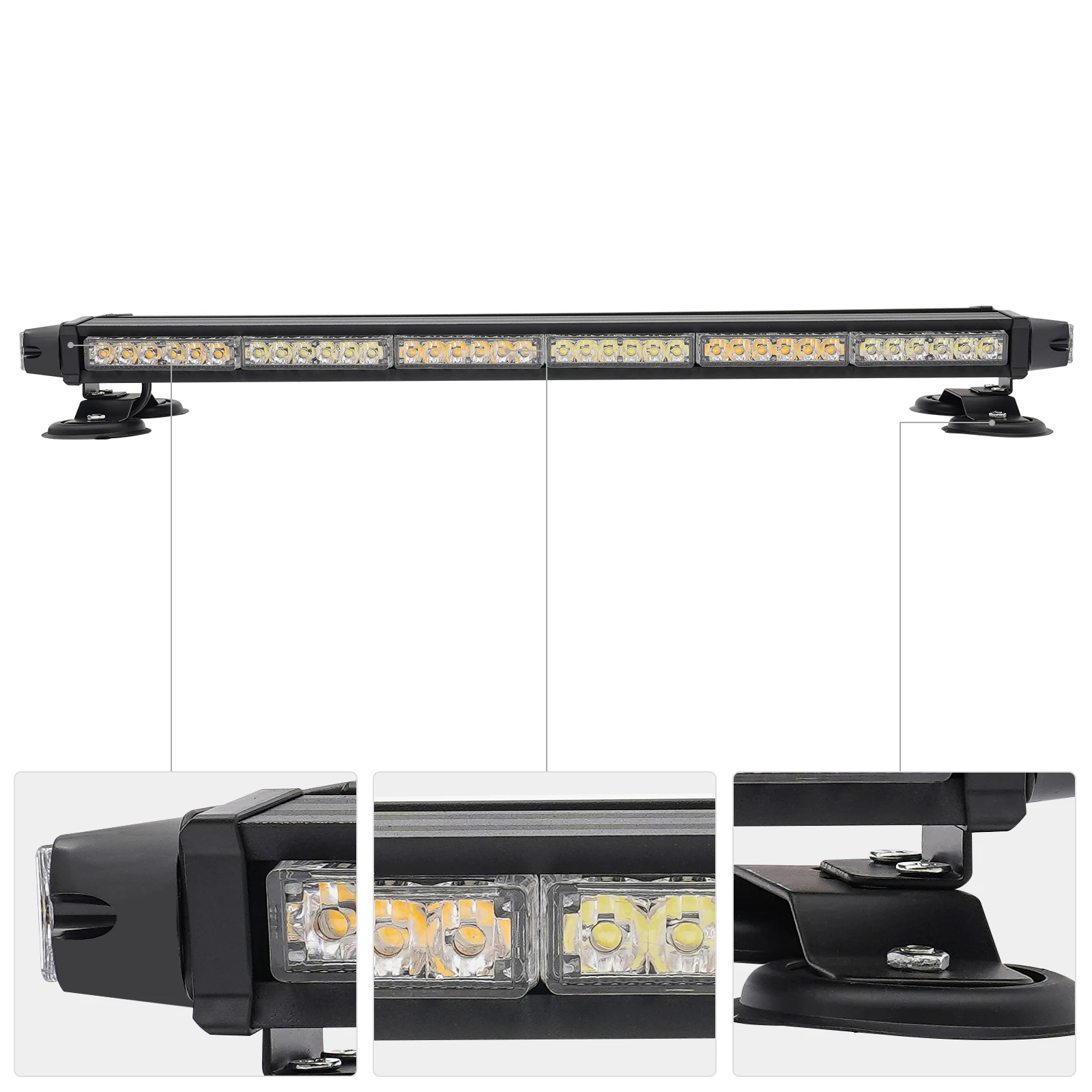 

LED Strobe Light Bar Amber+White, 72.14cm/28.4in Emergency Strobe Light, Strobe Light Universal for Cars/Rvs/Vans/Trucks