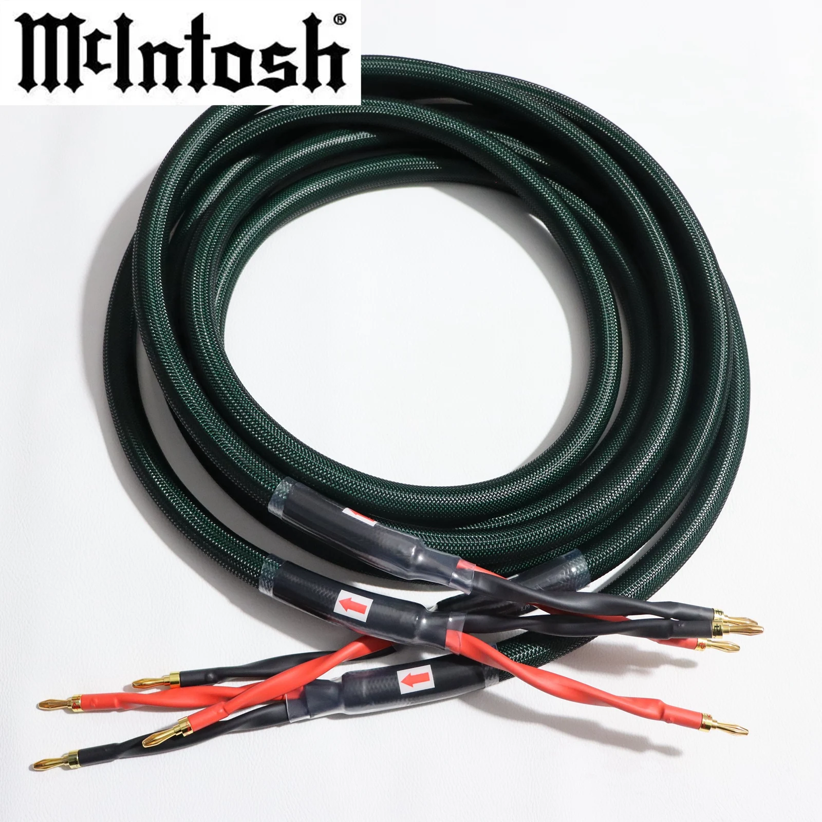 1 pair Mcintosh audiophile Speaker Cable Mix Silver OFC Copper line HiFi amplifier Loudspeaker Wire with banana spades plug