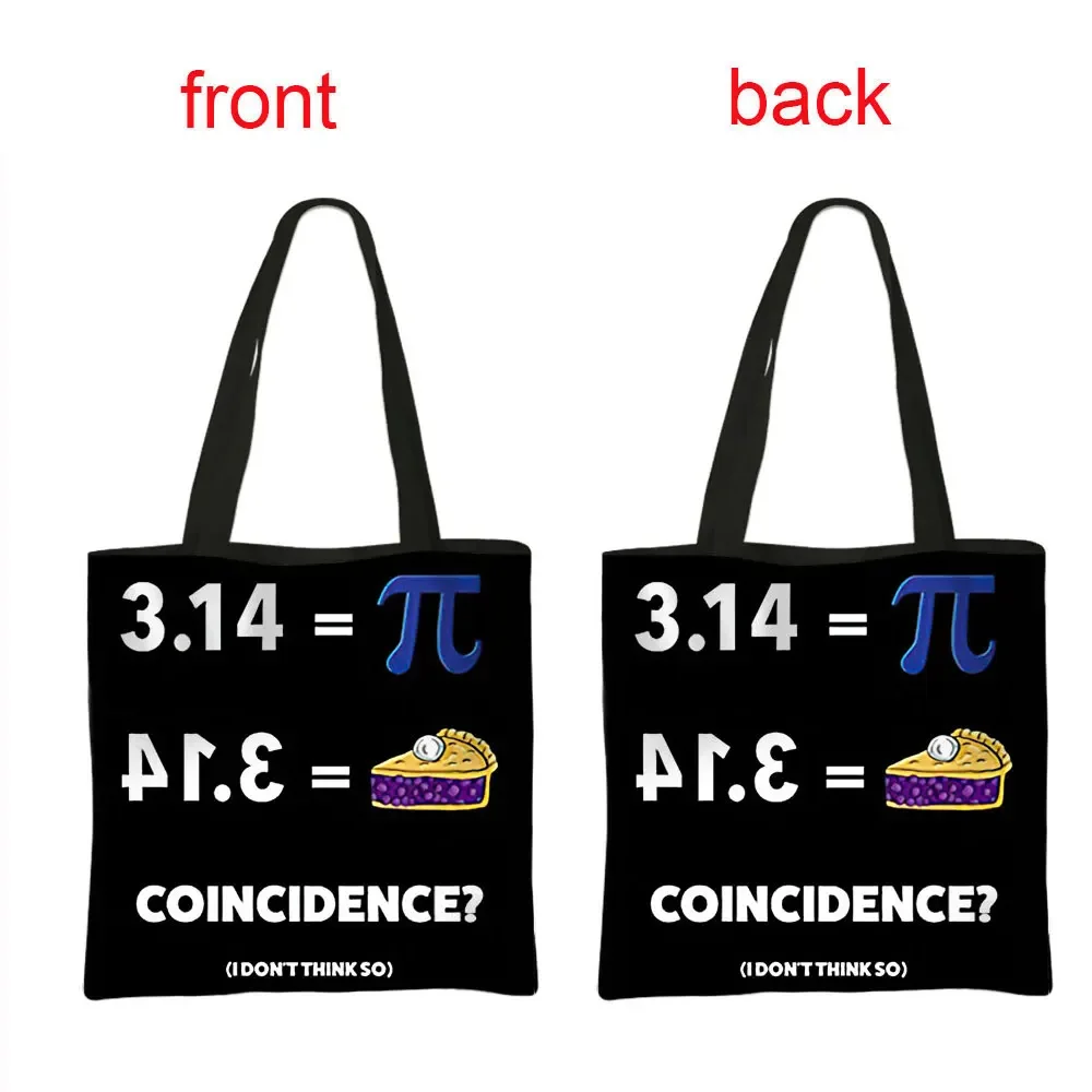 Funny Math Formula Print Shoulder Bags Geometric Algebra Equation Casual Tote Bags Women Handbag Girl Storage Book Shopping Bag