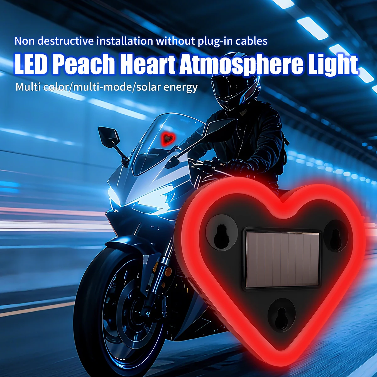 Solar Emitting Sweet Heart Atmosphere Light Wiring Free For Car Triangle Window Interior Motor Decoration Modification Neon Lamp