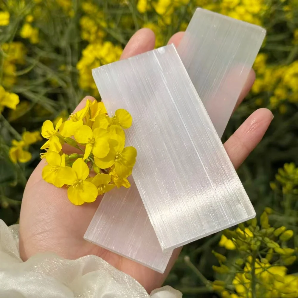 

Natural White Transparency Selenite Charging Station Flat Crystal Plate (Crystal Cleaning, Charging & Purification) Unscented