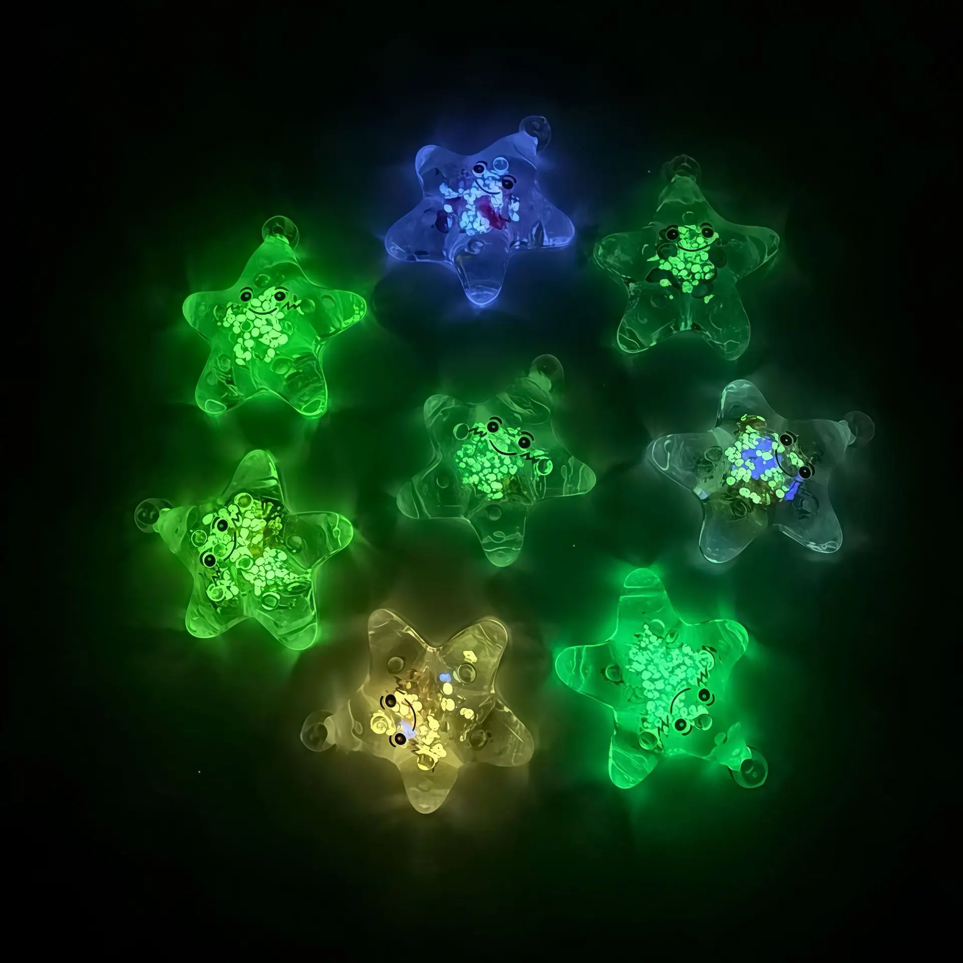 5Pcs Glow In Dark Cute Smiley Starfish Charms Acrylic Pendants DIY Jewelry Accessories For Earrings Necklaces Keychains view 2