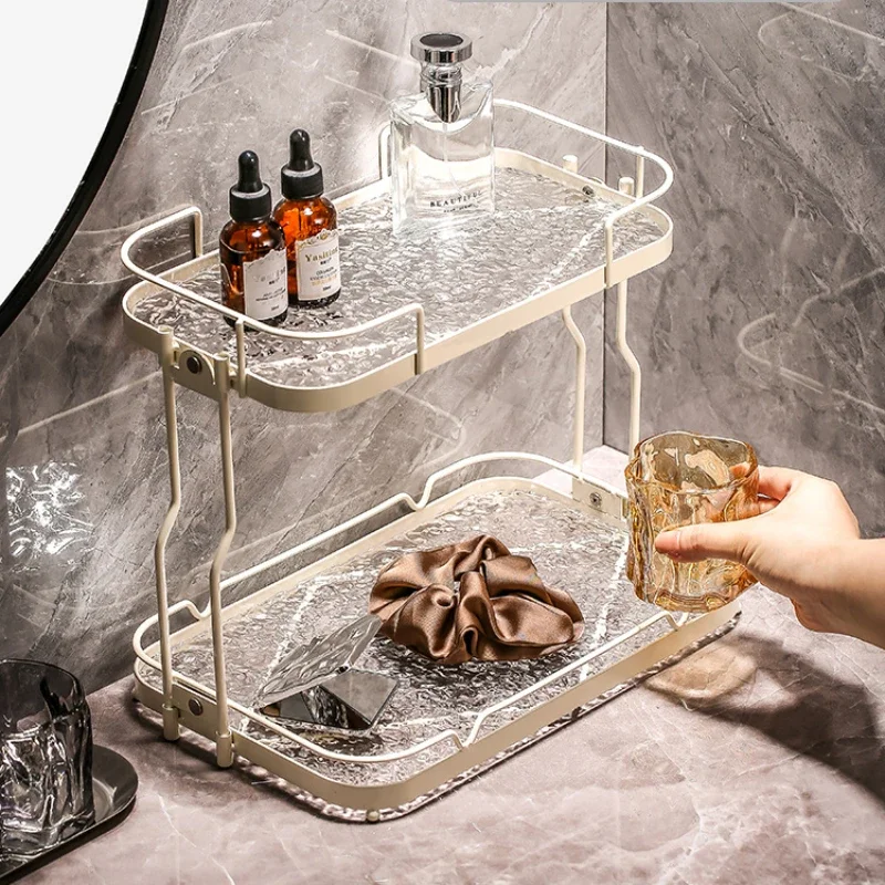 Acrylic Bathroom Shelf, Makeup Organizer, Chic Washing Area, Upgrade Light, High Transparency, 2-Layer, Easy Access, Best