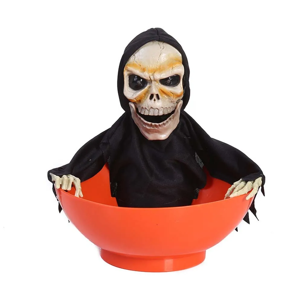 

Electric Skeleton Halloween Candy Bowl Glowing Battery Powered Fruit Bowl Plastic Halloween Ghost Ornament Gift