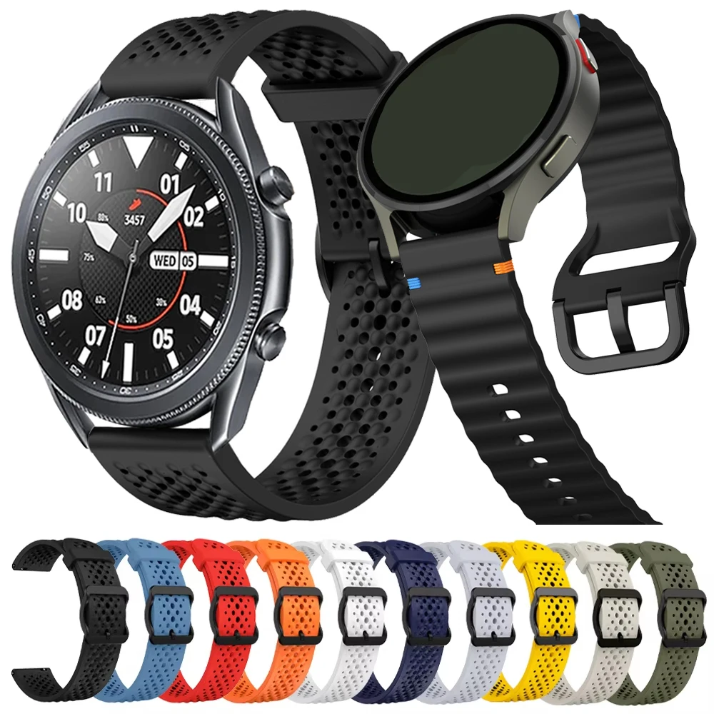 Correa de repuesto de 22mm para Samsung Galaxy Watch 3, 45mm, 46mm/Gear S3 Frontier, pulseras deportivas transpirables de silicona suave
