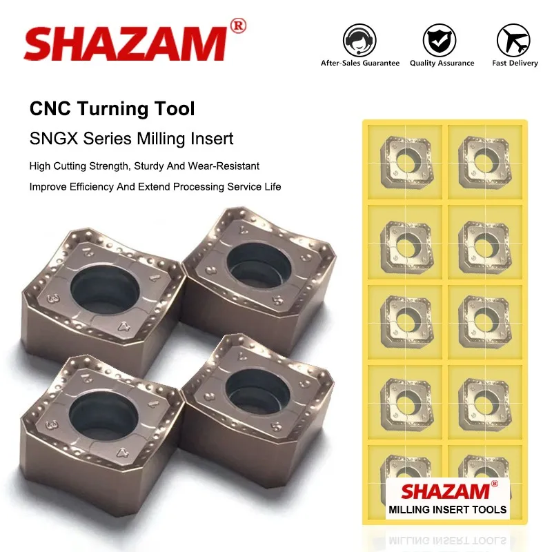 

SHAZAM 10PCS CNC Bores Turning Tool SNGX130608-M Carbide 45 Degree Double-Sided Open Roughing Milling Insert