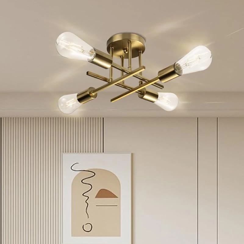 Modern bedroom ceiling chandelier, Nordic semi embedded ceiling light, retro home decoration light, plafonnier LED lighting fixt