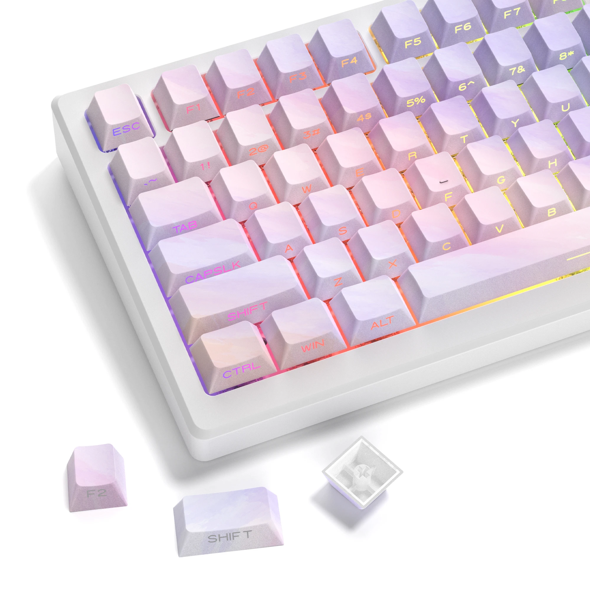 

Колпачки для клавиш с боковым блеском Sunglow PBT, колпачки для клавиш с профилем вишни, переключатели для игровой механической клавиатуры Dye-Sub Cherry MX, 130 + клавиши