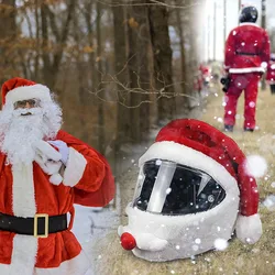 Weihnachten Motorrad Helme Abdeckung Full Face Safe Hut Plüsch Santa Claus Racing Cap Weihnachten Dekoration Geschenk Cosplay Zubehör