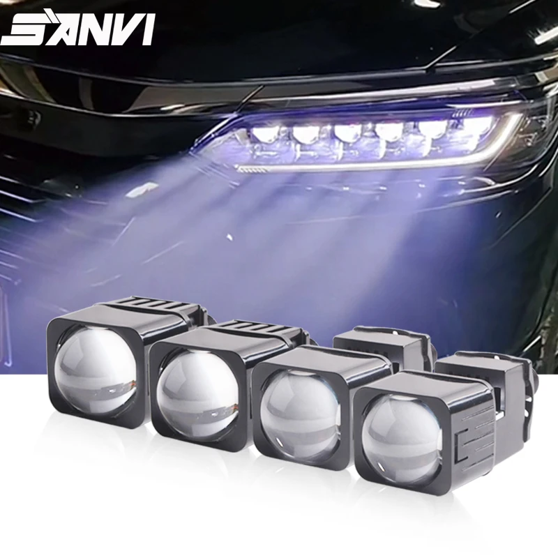 

SANVI 1.5inches MINI Matrix Bi LED Lense for Car Headlights with H4 H7 9005 9006 Adaptors Auto Headlamp Retrofit 33W 6000k