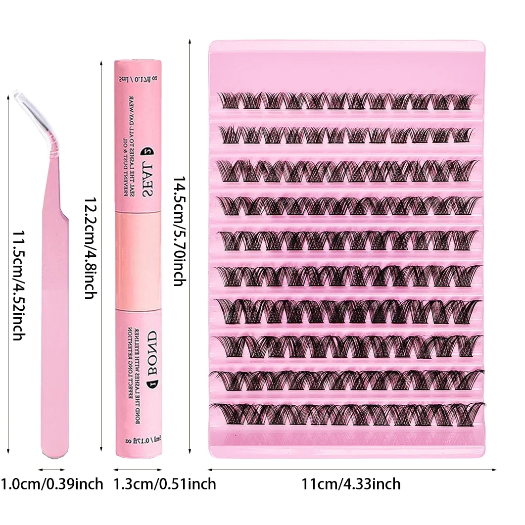 Wimpers Extensie Kit 120 Clusters Diy Lash Extensions Kit Lash Clusters Mix Lengte Oog Make-Up Tool Voor Wimper Extensions