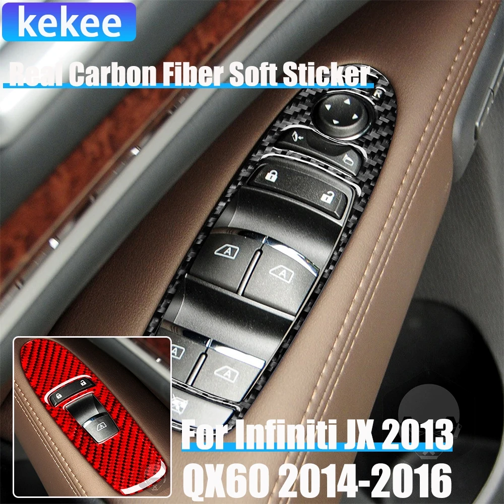 

Настоящее углеродное волокно, автомобильные аксессуары, оконный подъемник, дверь, накладка, мягкая наклейка для Infiniti JX 2013 QX60 2014 2015 2016