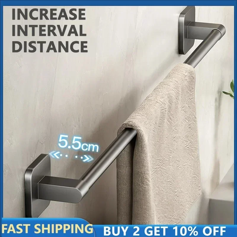 

Wall Mounted Bathroom Corner Storage Shelf, Horizontal Non-drilling Towel Holder for Punch-free Suction Cup Bathroom Organizer